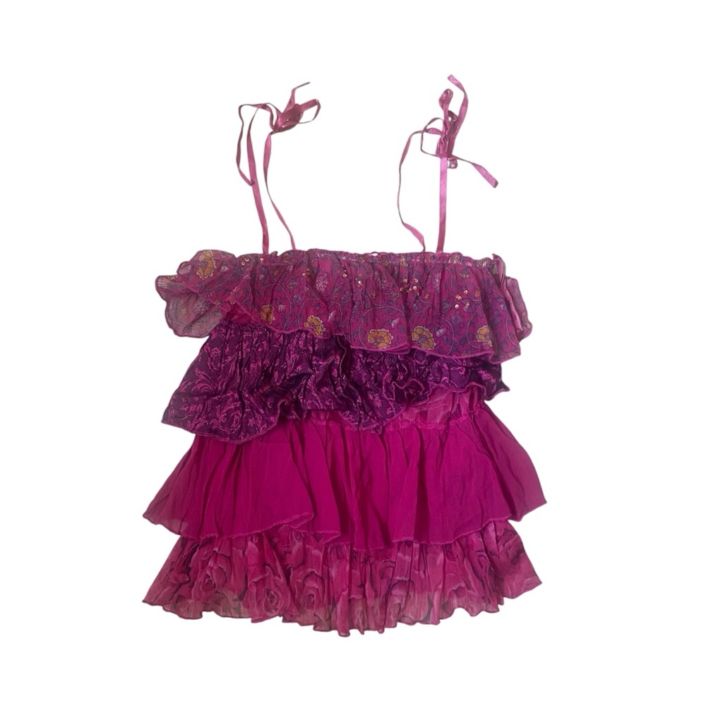 Pinky Vibrant Red Ruffled Top